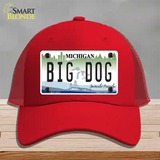 Michigan Big Dog Novelty License Plate Hat Mesh / Red