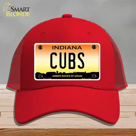 Cubs Indiana Novelty License Plate Hat Mesh / Red