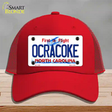 Ocracoke North Carolina Novelty License Plate Hat Mesh / Red