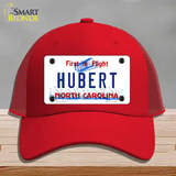 North Carolina Hubert Novelty License Plate Hat Mesh / Red