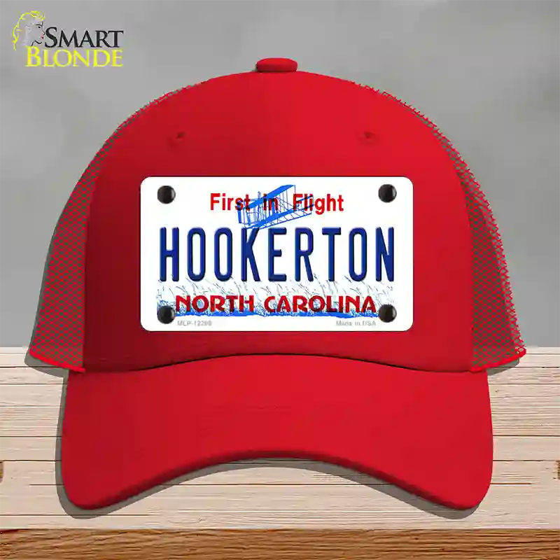 North Carolina Hookerton Novelty License Plate Hat Mesh / Red