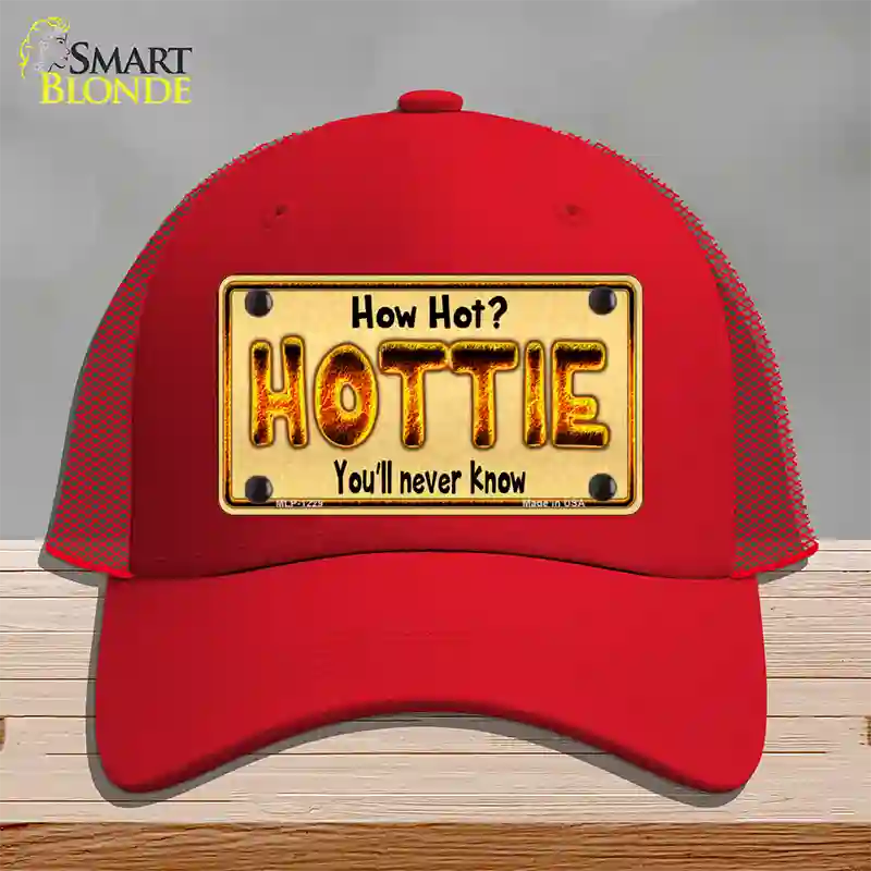 Hottie Know Novelty License Plate Hat Mesh / Red