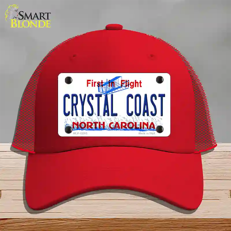 North Carolina Crystal Coast Novelty License Plate Hat Mesh / Red