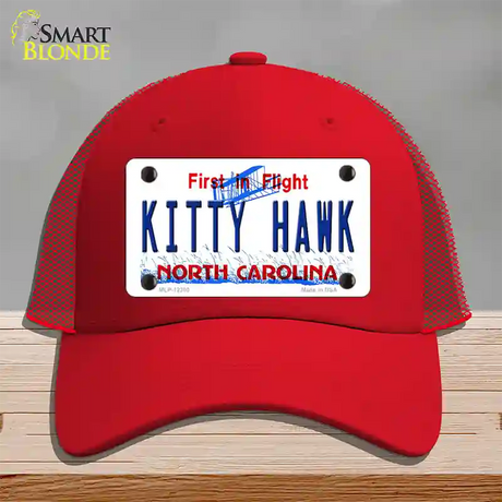 North Carolina Kitty Hawk Novelty License Plate Hat Mesh / Red