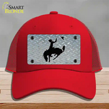 Bucking Bronco Novelty License Plate Hat Mesh / Red