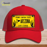 I love Arizona Yellow Novelty License Plate Hat Mesh / Red