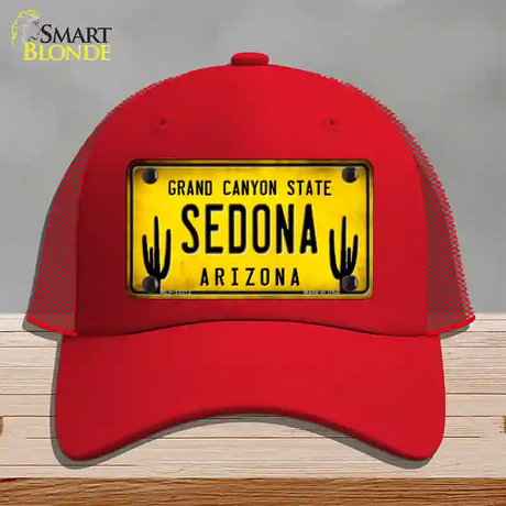 Arizona Sedona Novelty License Plate Hat Mesh / Red