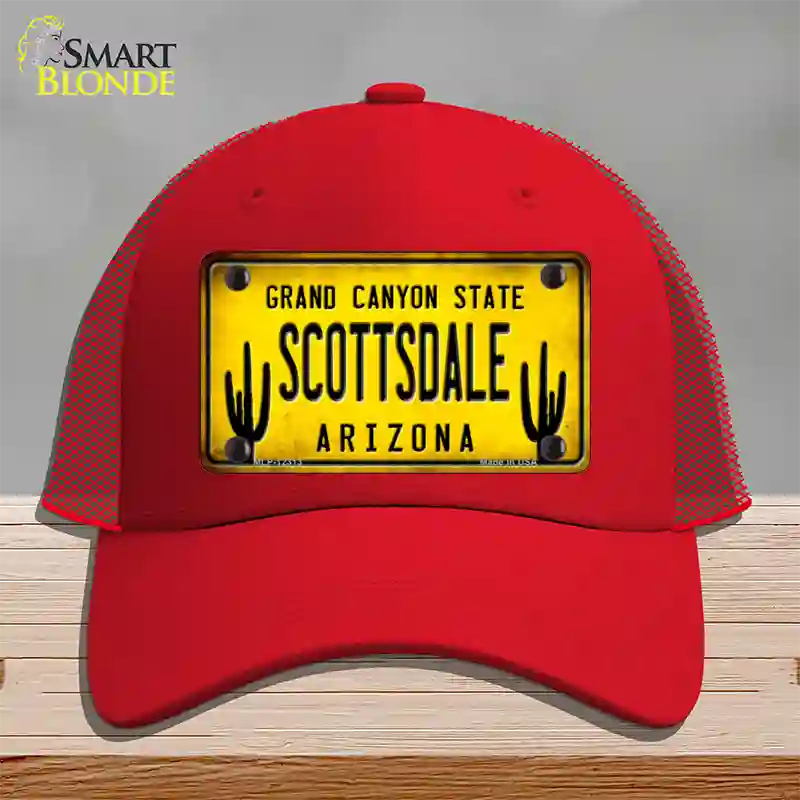 Arizona Scottsdale Novelty License Plate Hat Mesh / Red