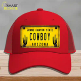 Arizona Cowboy Novelty License Plate Hat Mesh / Red