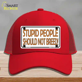 Stupid People Should Not Breed Novelty License Plate Hat Mesh / Red