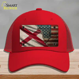 Alabama/American Flag Novelty License Plate Hat Mesh / Red