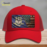 Connecticut/American Flag Novelty License Plate Hat Mesh / Red