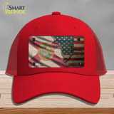 Florida/American Flag Novelty License Plate Hat Mesh / Red