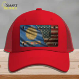 Georgia/American Flag Novelty License Plate Hat Mesh / Red