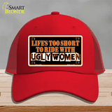 Lifes Too Short Novelty License Plate Hat Mesh / Red