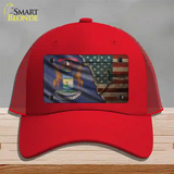 Michigan/American Flag Novelty License Plate Hat Mesh / Red