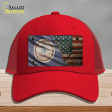 Virginia/American Flag Novelty License Plate Hat Mesh / Red