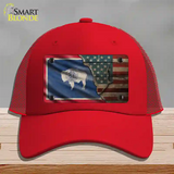 Wyoming/American Flag Novelty License Plate Hat Mesh / Red