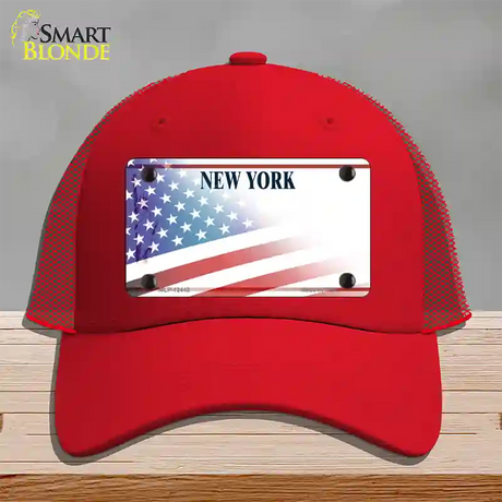 New York Liberty Plate American Flag Novelty License Plate Hat Mesh / Red