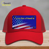 Pennsylvania Blue with American Flag Novelty License Plate Hat Mesh / Red