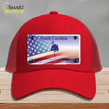 South Carolina Travel Plate American Flag Novelty License Plate Hat Mesh / Red