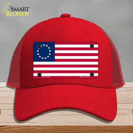 Betsy Ross American Flag Novelty License Plate Hat Mesh / Red