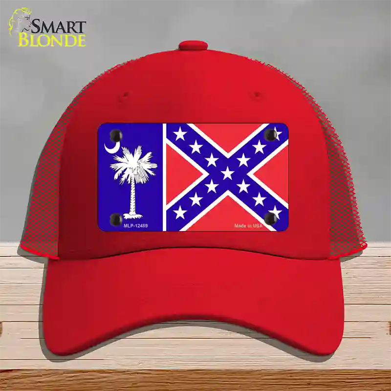 South Carolina Confederate Flag Novelty License Plate Hat Mesh / Red