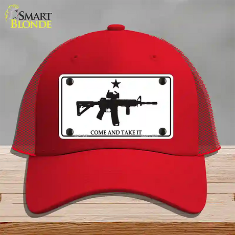 Come and Take It Novelty License Plate Hat Mesh / Red