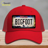 Bigfoot Texas Novelty License Plate Hat Mesh / Red