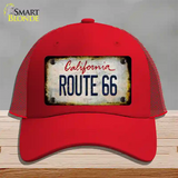 Route 66 California Rusty Novelty License Plate Hat Mesh / Red