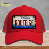 Route 66 Illinois Rusty Novelty License Plate Hat Mesh / Red