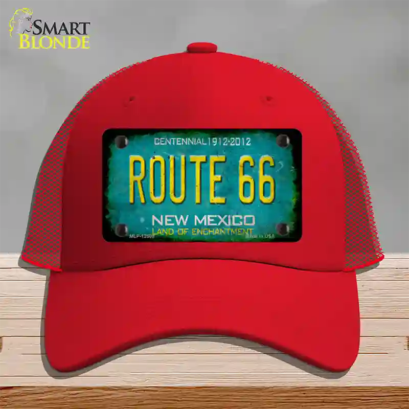 Route 66 New Mexico Rusty Novelty License Plate Hat Mesh / Red