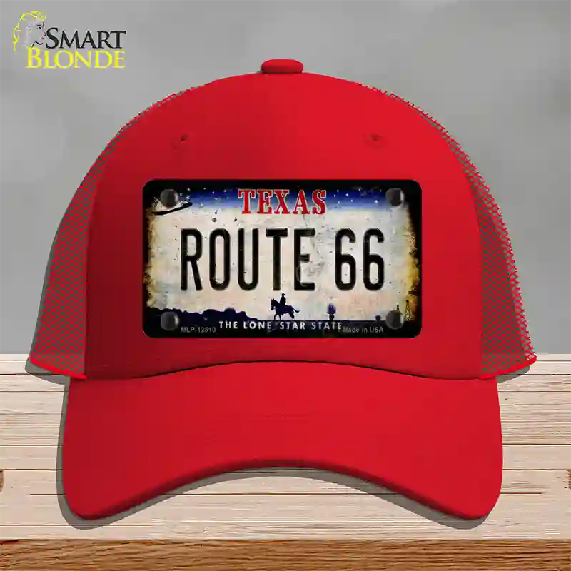 Route 66 Texas Rusty Novelty License Plate Hat Mesh / Red