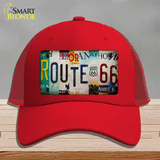 Route 66 Strip Novelty License Plate Hat Mesh / Red