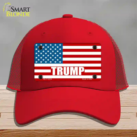 Trump American Flag Novelty License Plate Hat Mesh / Red