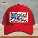 America First Novelty License Plate Hat Mesh / Red