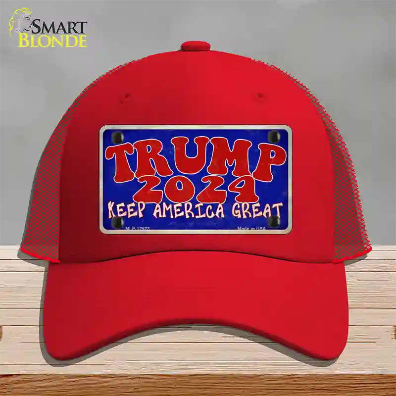 Trump 2024 Keep America Great Novelty License Plate Hat Mesh / Red