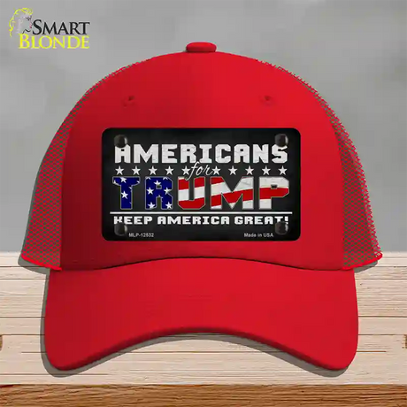 Americans For Trump Novelty License Plate Hat Mesh / Red