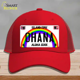 Ohana Hawaii Novelty License Plate Hat Mesh / Red