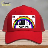 Island Girl Hawaii Novelty License Plate Hat Mesh / Red