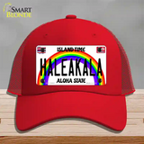 Haleakala Hawaii Novelty License Plate Hat Mesh / Red