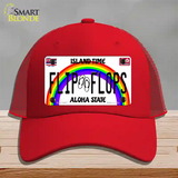 Flip Flops Hawaii Novelty License Plate Hat Mesh / Red