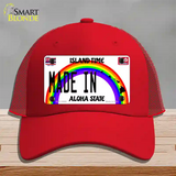 Made In Hawaii Silhouette Novelty License Plate Hat Mesh / Red