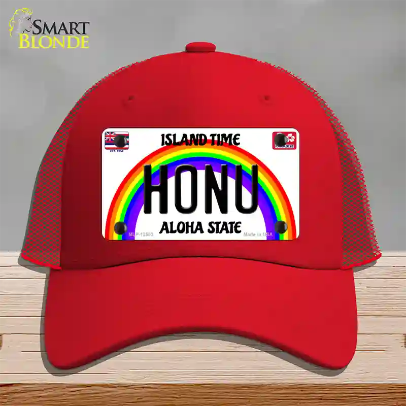 Honu Hawaii Novelty License Plate Hat Mesh / Red