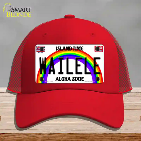 Wailele Hawaii Novelty License Plate Hat Mesh / Red