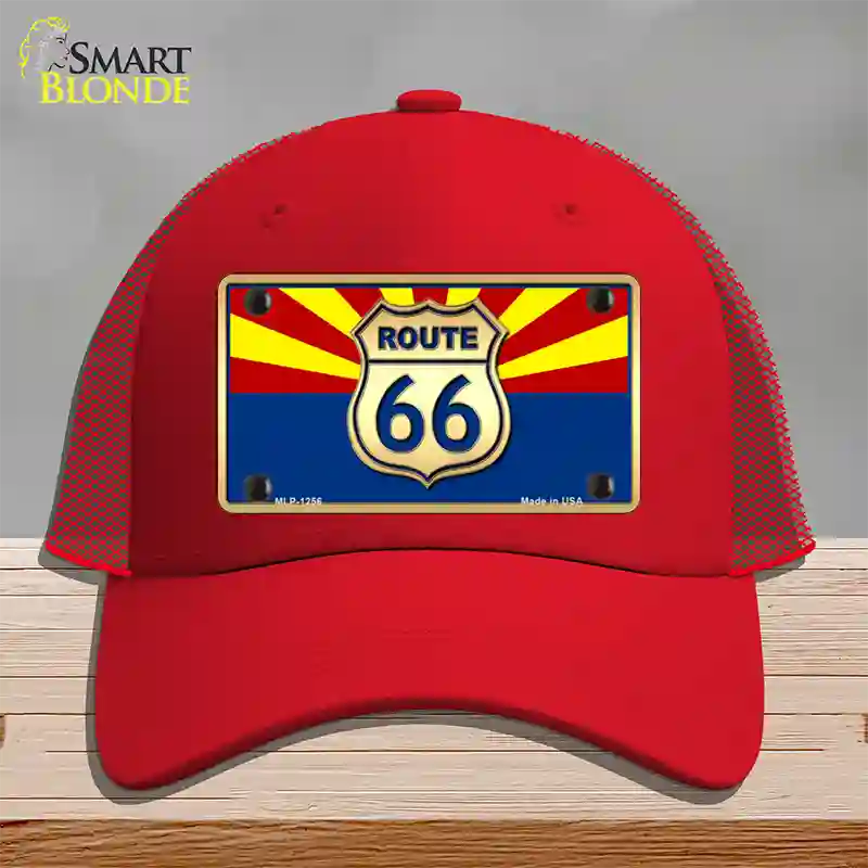 Route 66 Arizona State Flag Novelty License Plate Hat Mesh / Red