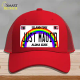 Just Mauid Hawaii Novelty License Plate Hat Mesh / Red