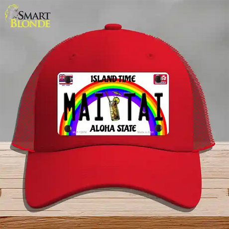 Mai Tai Hawaii Novelty License Plate Hat Mesh / Red