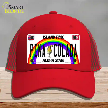 Pina Colada Hawaii Novelty License Plate Hat Mesh / Red