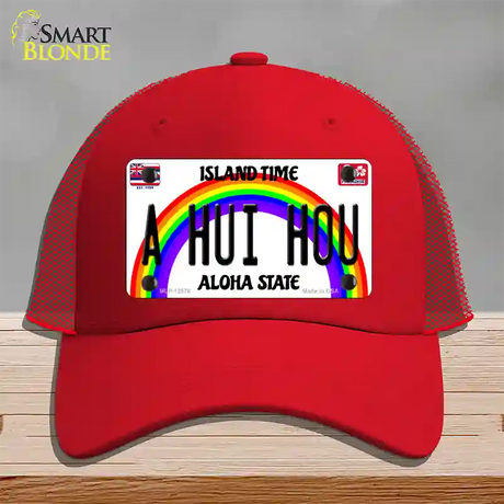 A Hui Hou Hawaii Novelty License Plate Hat Mesh / Red